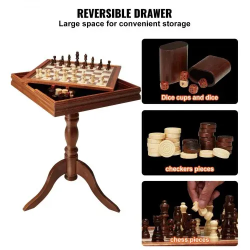 VEVOR Schachspiel aus Holz, 650 x 650 x 675 mm Schachspielset, Desktop Schachbrettspiele mit Schachfiguren, Schachset Set für Party Familie Aktivitäten, Reiseschach, Kinder, Chess Board – Bild 4