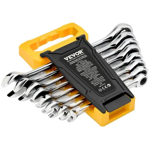 VEVOR Schlüsselsatz 8-teiliger Ratschenschlüsselsatz mit Organizer-Rack, Cr-V-Stahl-Schlüsselsatz metrisch 8 mm bis 19 mm, ideal für den allgemeinen Haushalt Garage Werkstatt Autoreparaturen VEVOR Schlüsselsatz 8-teiliger Ratschenschlüsselsatz mit Organizer-Rack, Cr-V-Stahl-Schlüsselsatz metrisch 8 mm bis 19 mm, ideal für den allgemeinen Haushalt Garage Werkstatt Autoreparaturen