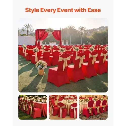 VEVOR Stuhlhussen Stuhlbezug 50 Stk. waschbarer & abnehmbarer Stuhlüberzug aus Polyester-Spandex für Hochzeitsfeiern Esszimmerbankette Restaurant, passend für Stühle (51 x 45 x 95 cm) Rot VEVOR Stuhlhussen Stuhlbezug 50 Stk. waschbarer & abnehmbarer Stuhlüberzug aus Polyester-Spandex für Hochzeitsfeiern Esszimmerbankette Restaurant, passend für Stühle (51 x 45 x 95 cm) Rot