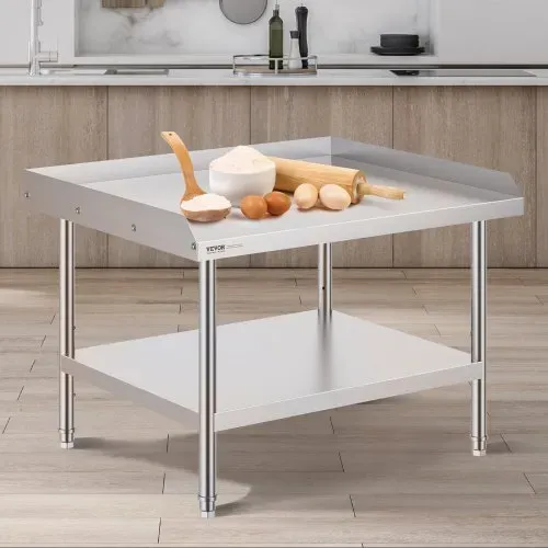 VEVOR Arbeitstisch Edelstahl, gewerblicher Arbeitstisch zur Lebensmittelzubereitung, 3-seitiger Spritzschutz, Arbeitstisch mit einstellbarer Höhe für Restaurants, Zuhause und Hotels 762 x 914 x 660 mm – Bild 7
