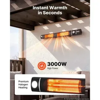 VEVOR Infrarot Heizstrahler 3000W Infrarotstrahler WLAN-Steuerung Wandgerät, Infrarotheizung für Garten Terrasse Balkon, Fernbedienung & Tastensteuerung, 3 Heizstufen, IP55-Schutz, Aluminiumlegierung VEVOR Infrarot Heizstrahler 3000W Infrarotstrahler WLAN-Steuerung Wandgerät, Infrarotheizung für Garten Terrasse Balkon, Fernbedienung & Tastensteuerung, 3 Heizstufen, IP55-Schutz, Aluminiumlegierung