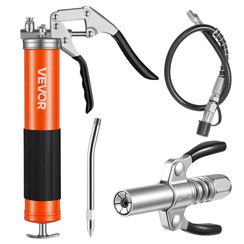 VEVOR Fettpresse, 551 bar, Schmierpressen-Set mit 0,4 L Fassungsvermögen, inkl. 45,7 cm Flexschlauch, Doppelgriff-Fettkupplung, starrem Verlängerungsrohr & scharfer Düse für Kfz & Schifffahrt VEVOR Fettpresse, 551 bar, Schmierpressen-Set mit 0,4 L Fassungsvermögen, inkl. 45,7 cm Flexschlauch, Doppelgriff-Fettkupplung, starrem Verlängerungsrohr & scharfer Düse für Kfz & Schifffahrt