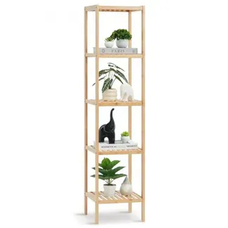 VEVOR Eckregal 5 Ablagen aus Bambus, Aufbewahrungsregal Bücherregal freistehender multifunktionaler Blumenpflanzenständer Pflanzenregal ideal für Badezimmer Schlafzimmer Büro Pflanzenständer VEVOR Eckregal 5 Ablagen aus Bambus, Aufbewahrungsregal Bücherregal freistehender multifunktionaler Blumenpflanzenständer Pflanzenregal ideal für Badezimmer Schlafzimmer Büro Pflanzenständer
