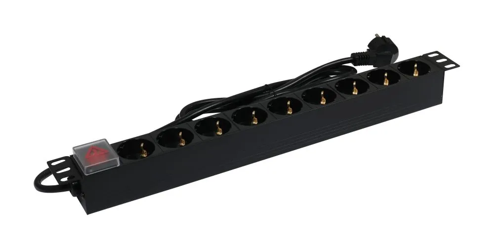 ALLNET 19"zbh. Steckdosenleiste, 9xDosen(CEE7)->Stecker(CEE7), Schalter, Schwarz, Synergy 21 – Bild 2