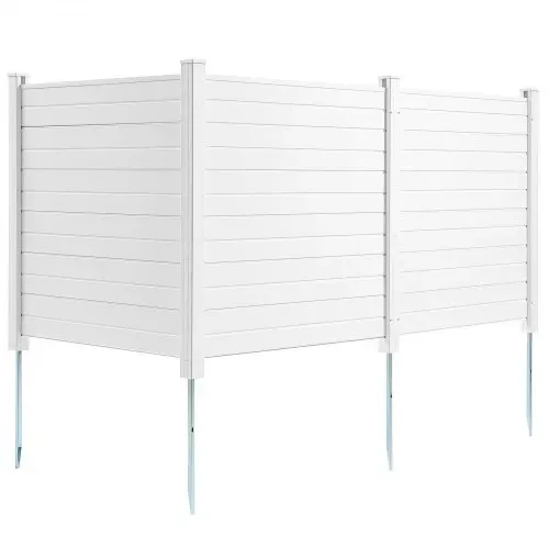 VEVOR 3xPaneele Gartenzaun 122x122cm Sichtschutzzaun PVC und verzinktes Blech-Erdspieß Windschutzzaun Metallpfähle bis 50cm Lamellenzaun Steckzaun Sichtschutz ideal für Pool-Ausrüstung Klimaanlagen – Bild 10