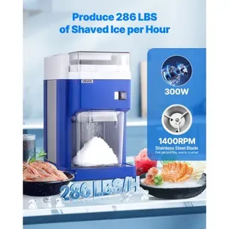 VEVOR kommerzielle Eisrasiermaschine Schneekegelmaschine 1,8 L, fein und fluffig mit 300-W-Motor & Edelstahlklingen, gewerblicher Eiscrusher für Dessertladen Familientreffen Restaurant, Blau VEVOR kommerzielle Eisrasiermaschine Schneekegelmaschine 1,8 L, fein und fluffig mit 300-W-Motor & Edelstahlklingen, gewerblicher Eiscrusher für Dessertladen Familientreffen Restaurant, Blau