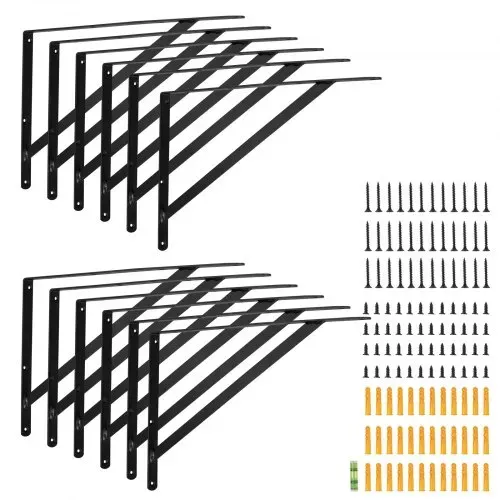 VEVOR Regalhalterung, 460 x 305 x 25 mm, 12 Stück, schwebende Regalträger, Halterungen für Regale, 3 mm dicke, mattschwarze dreieckige Regalhalterung, Regalhalter aus Stahl mit 72,6 kg Tragkraft – Bild 8