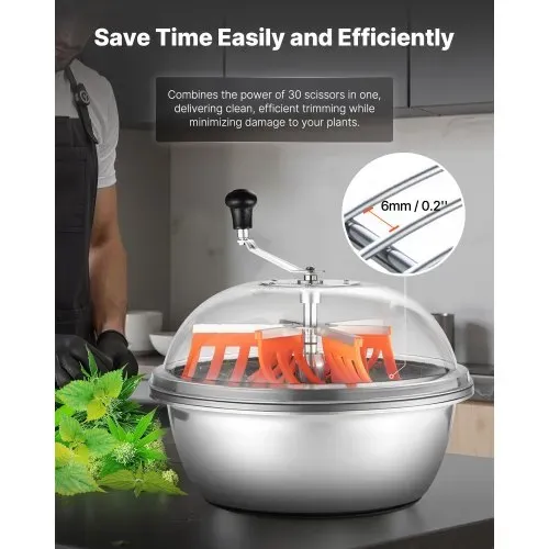 VEVOR Erntemaschine, 48 cm manueller Knospentrimmer, mit Edelstahlklingen, Bud Trimmer, Nass- & Trocken-Hydrokultur-Schneidemaschine, gedrehter Schleuderschnitt für Blätter, Knospen, Blumen – Bild 5