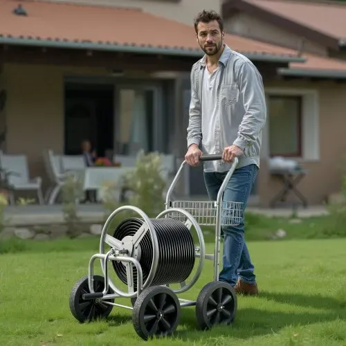 VEVOR Schlauchtrommelwagen 91m. Robuste Gartenwasserbepflanzung mit Korb – Bild 7