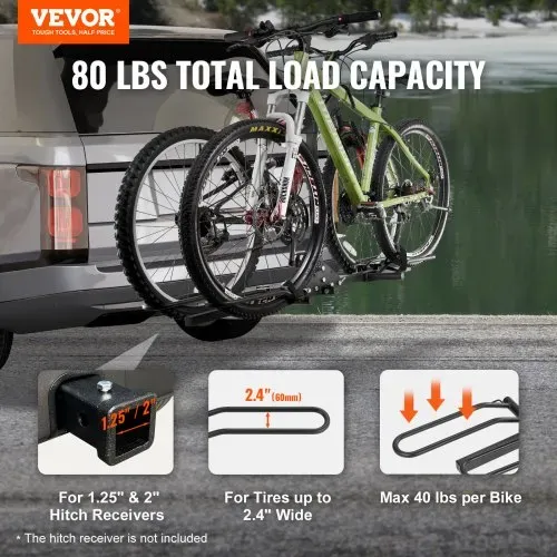 VEVOR Fahrradträger zur Anhängerkupplung, 2-Fahrrad-Plattform-Stil, 36 kg Kapazität, Fahrradträger-Kupplung für 31,75 / 50,8 mm Empfänger, Zusammenklappbarer Fahrradträger für Auto, SUV, Lkw usw. VEVOR Fahrradträger zur Anhängerkupplung, 2-Fahrrad-Plattform-Stil, 36 kg Kapazität, Fahrradträger-Kupplung für 31,75 / 50,8 mm Empfänger, Zusammenklappbarer Fahrradträger für Auto, SUV, Lkw usw.