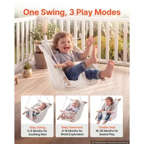 VEVOR 3-in-1 Babyschaukel Kinderschaukel 30kg Hängeschaukel aus Canvas Weiß, für Indoor & Outdoor, 5-Punkt-Sicherheitsgurt, Hängesitz mit Integriertem Kissen für Kinder bis 3 Jahre, CE/CPC-Zertifiziert VEVOR 3-in-1 Babyschaukel Kinderschaukel 30kg Hängeschaukel aus Canvas Weiß, für Indoor & Outdoor, 5-Punkt-Sicherheitsgurt, Hängesitz mit Integriertem Kissen für Kinder bis 3 Jahre, CE/CPC-Zertifiziert