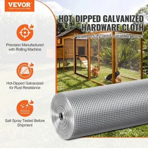 VEVOR Drahtgeflecht, 915 mm x 15,24 m, Volierendraht, 23 Gauge, feuerverzinkte Maschendrahtrolle, Maschendrahtzaun, Maschendraht für Kaninchenkäfige, Garten, kleine Nagetiere VEVOR Drahtgeflecht, 915 mm x 15,24 m, Volierendraht, 23 Gauge, feuerverzinkte Maschendrahtrolle, Maschendrahtzaun, Maschendraht für Kaninchenkäfige, Garten, kleine Nagetiere