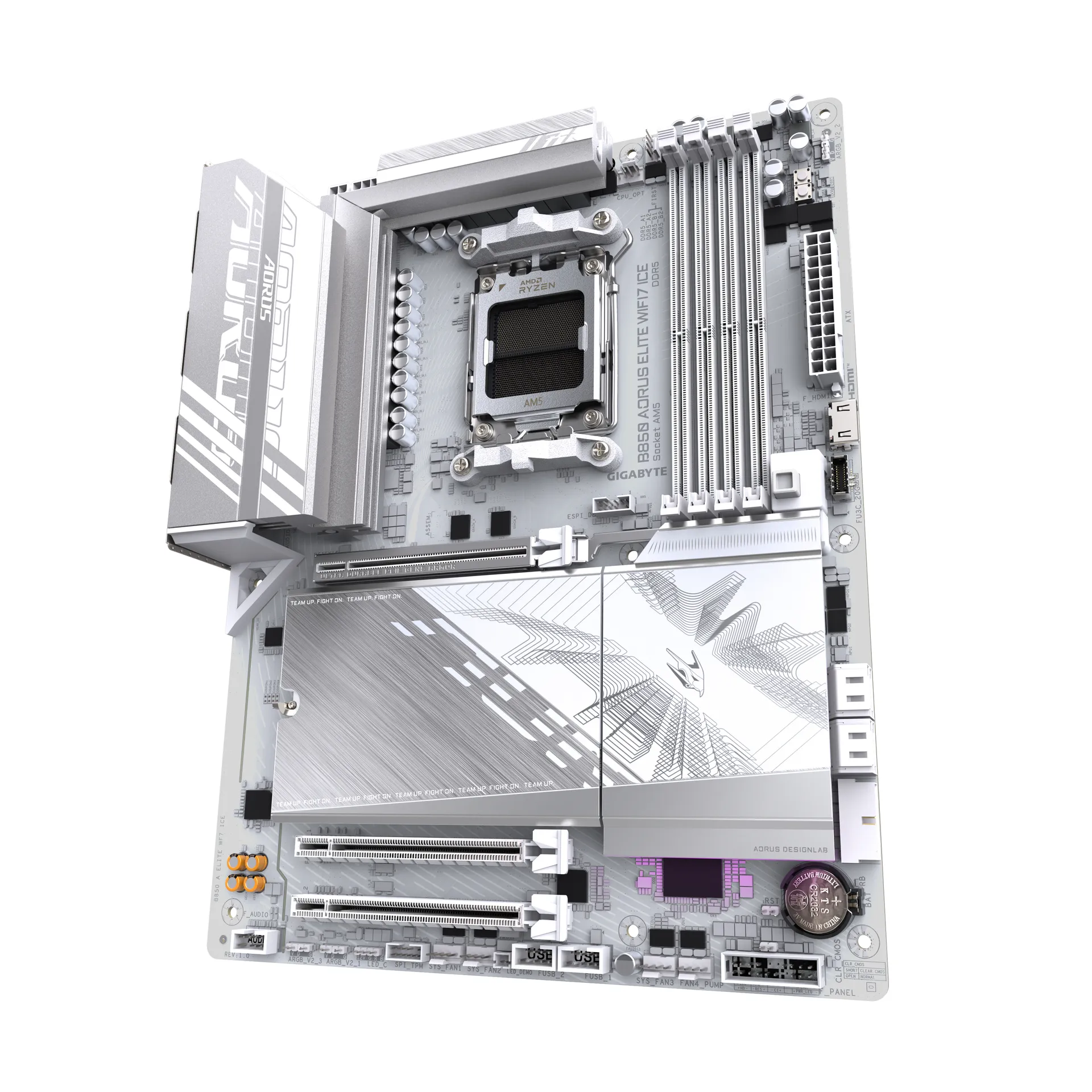 GIGABYTE B850 AORUS ELITE WIFI7 ICE Motherboard - AMD Ryzen 9000 Serie CPUs, 14+2+2 Phasen digitales VRM, bis zu 8200MHz DDR5 (OC), 1xPCIe 5.0 + 2xPCIe 4.0 M.2, 2,5 LAN, WIFI 7, USB 3.2 Gen 2x2 – Bild 4