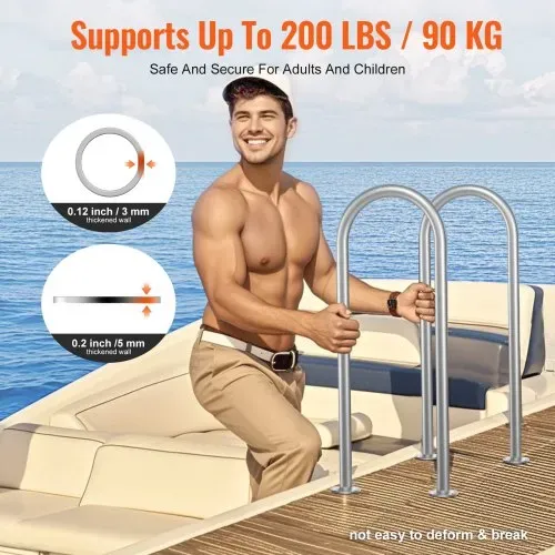 VEVOR Pool-Handlauf, 400 x 90 x 915 mm, Pooleinstieg Aluminium mit Grundplatte für Innen-/Außenpools, benutzerfreundliche Einstieghilfe für Schwimmbäder, Haltegriff mit Zubehör für Spas und Docks – Bild 2