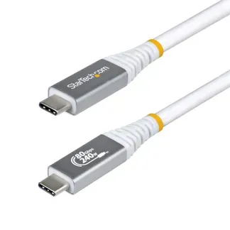 StarTech.com 1,5m USB4 Kabel, 80Gbps, USB-IF-zertifiziertes USB-C Ladekabel, 240W PD, 8K 120Hz/4K 240Hz DP2.1 DP80 Monitorkabel, Thunderbolt 4 Kompatibel – Weißes Dockingstation Kabel StarTech.com 1,5m USB4 Kabel, 80Gbps, USB-IF-zertifiziertes USB-C Ladekabel, 240W PD, 8K 120Hz/4K 240Hz DP2.1 DP80 Monitorkabel, Thunderbolt 4 Kompatibel – Weißes Dockingstation Kabel