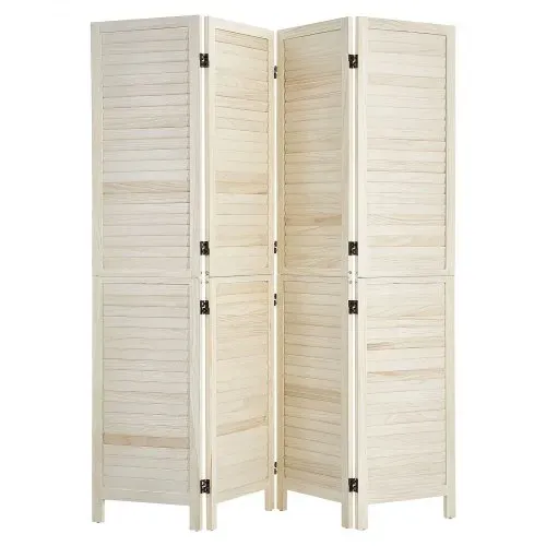 VEVOR Paravent Faltbar Trennwand Holz Raumteiler 4-tlg. 1702 mm Hoch Weiß, Raumtrennung & Wohndekoration, Massivholzrahmen, 360° Doppelgelenk-Scharniere, Lamellen-Stellwand mit Befestigungsmaterial – Bild 10
