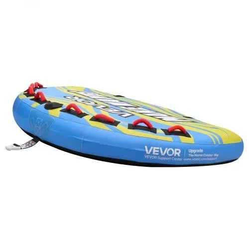 VEVOR Towable Tube für Boote, Wassersport-Schleppreifen für 4 Personen, bis 308 kg Tragfähigkeit, mit Flossen, Nylonhülle, Gepolsterten Griffen und Sicherheitsventil, für Seen, Flüsse und Meere, Blau – Bild 10