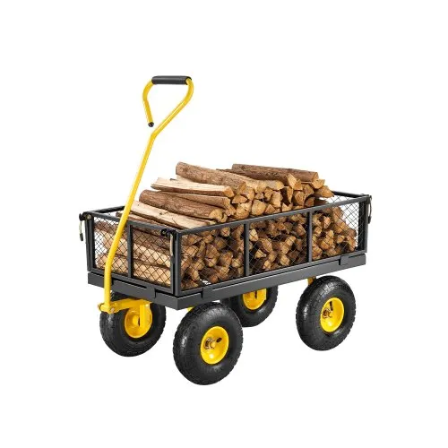 VEVOR Bollerwagen 226,80 kg, Transportwagen, Gartenwagen, Gerätewagen, Handwagen mit großen Geländereifen, abnehmbaren Seitenteilen aus Netzmaterial und um 180° drehbarem Griff, Gelb/Schwarz VEVOR Bollerwagen 226,80 kg, Transportwagen, Gartenwagen, Gerätewagen, Handwagen mit großen Geländereifen, abnehmbaren Seitenteilen aus Netzmaterial und um 180° drehbarem Griff, Gelb/Schwarz