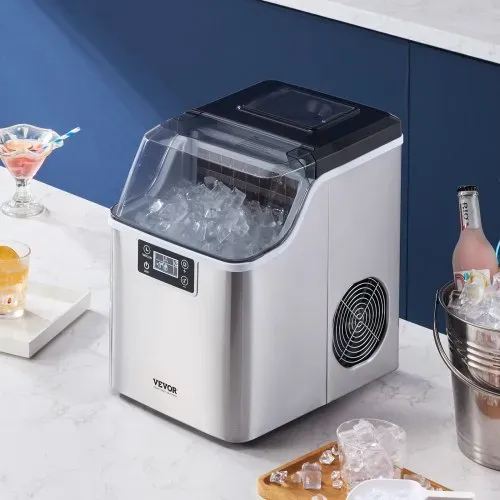VEVOR Eiswürfelbereiter Eisbereiter Eiswürfelmaschine 24 Würfel in 15 Minuten, 20,4 kg / 24 h, tragbarer Eiswürfelbereiter mit Schaufel & Korb, Eismaschine mit 3 Größen für Küche Bar Party – Bild 7