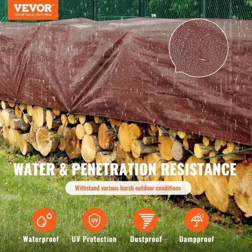 VEVOR Abdeckplane PE Gewebeplane 609,6×1219,2 cm Schutzplane 16 Mil Holzplane 16 x 16-Gewebe Gartenplane Wasserdicht UV-beständig zum Abdecken von Wohnmobils Autos Motorrads Gartenmöbel Braun VEVOR Abdeckplane PE Gewebeplane 609,6×1219,2 cm Schutzplane 16 Mil Holzplane 16 x 16-Gewebe Gartenplane Wasserdicht UV-beständig zum Abdecken von Wohnmobils Autos Motorrads Gartenmöbel Braun