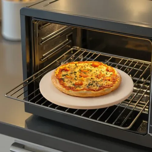 VEVOR Pizzastein Backstein 381 x 381 mm, runder Cordierit-Pizzastein, große Steinplatte mit Schaber & Aluminiumschaufel, 17 mm dick, hitzebeständig, geeignet für Küchenofen Brotbacken Pizzabacken – Bild 7