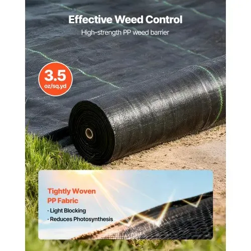 VEVOR Unkrautvlies 4×35,1 m Gartenvlies 100 g/㎡, Unkrautmatte auf Rolle aus Polypropylen, Unkrautfolie mit Hoher Belüftung Entwässerung, Wurzelsperre gegen Unkraut für Gewächshaus Bauernhof, Schwarz VEVOR Unkrautvlies 4×35,1 m Gartenvlies 100 g/㎡, Unkrautmatte auf Rolle aus Polypropylen, Unkrautfolie mit Hoher Belüftung Entwässerung, Wurzelsperre gegen Unkraut für Gewächshaus Bauernhof, Schwarz