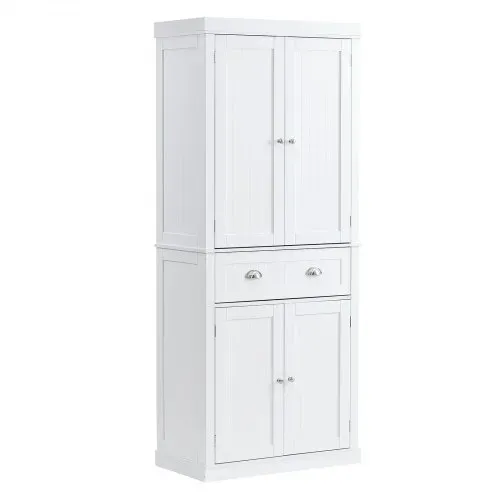 VEVOR 183 cm Vorratsschrank für die Küche, Hauswirtschaftsschränke mit Türen, Schublade & 3 Verstellbaren Regalen, Speisebuffet-Vorratskammern für Küche, Wohnzimmer, Esszimmer, Waschküche, Weiß VEVOR 183 cm Vorratsschrank für die Küche, Hauswirtschaftsschränke mit Türen, Schublade & 3 Verstellbaren Regalen, Speisebuffet-Vorratskammern für Küche, Wohnzimmer, Esszimmer, Waschküche, Weiß