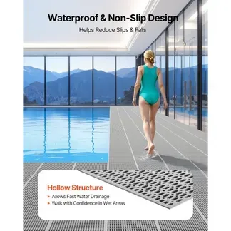 VEVOR Drainagematte PVC (0,9 m x 15 m), Rutschfeste PVC-Bodenmatte Spritzschutzmatte für Nassbereiche, Hohlmattenrolle, Antirutschmatte für Schwimmbäder, Terrassen, Badezimmer & Toiletten, Grau VEVOR Drainagematte PVC (0,9 m x 15 m), Rutschfeste PVC-Bodenmatte Spritzschutzmatte für Nassbereiche, Hohlmattenrolle, Antirutschmatte für Schwimmbäder, Terrassen, Badezimmer & Toiletten, Grau