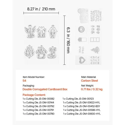 VEVOR Stanzformen, 10-tlg. Metall Stanzschablone Set, Kompatibel mit VEVOR Stanz- & Prägemaschinen, Buchstaben, Zahlen, Baum-Motive, Stanzbögen für Scrapbooking, Kartenherstellung & Papierbasteln – Bild 6