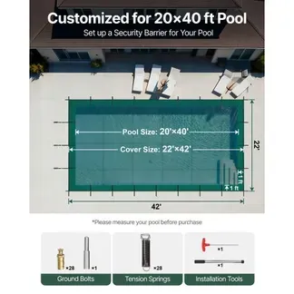 VEVOR Rechteckige Sicherheitsnetz-Schwimmbadabdeckung 6,1 x 12,2 m Grün Winter Outdoor VEVOR Rechteckige Sicherheitsnetz-Schwimmbadabdeckung 6,1 x 12,2 m Grün Winter Outdoor