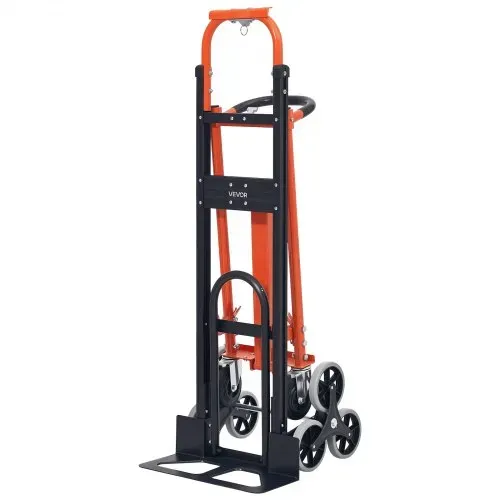 VEVOR 3-in-1 Treppensackkarre, Sackkarre max. Traglast 350 kg, klappbare Transportkarre mit Griff & Rädern, Treppensteiger-Transportwagen, Stapelkarre, Treppensteigerwagen, Orange & Silber – Bild 9