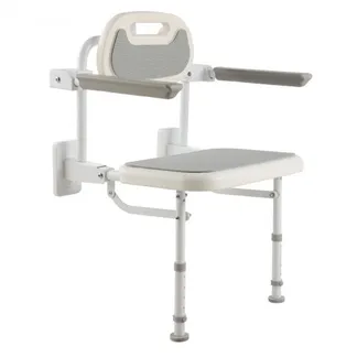 VEVOR Klappbarer Duschsitz zur Wandmontage (58 x 48 x 75 cm), Wandklappstuhl mit Rückenlehne & Armlehnen & Verstellbaren Beinen, Duschsitz (150 kg Belastbar) für Erwachsene & Senioren, Badezimmer Flur VEVOR Klappbarer Duschsitz zur Wandmontage (58 x 48 x 75 cm), Wandklappstuhl mit Rückenlehne & Armlehnen & Verstellbaren Beinen, Duschsitz (150 kg Belastbar) für Erwachsene & Senioren, Badezimmer Flur