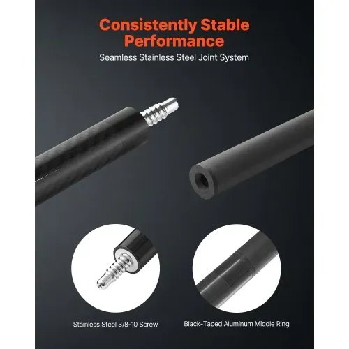 VEVOR Billardqueue 1 Stk. (1473,2 mm / 538 g) aus Kohlefaser mit gepresster Bakelitspitze & ABS-Verbindungsring, Billardstock geeignet für Bar Zuhause Büro Amerikanisches 9-Ball-Spiel, pool cue – Bild 3
