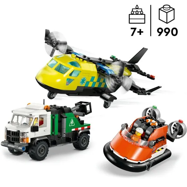 60505 City Kombinationsset mit Flugzeug, Wartungsfahrzeug und Luftkissenboot, Konstruktionsspielzeug – Bild 3