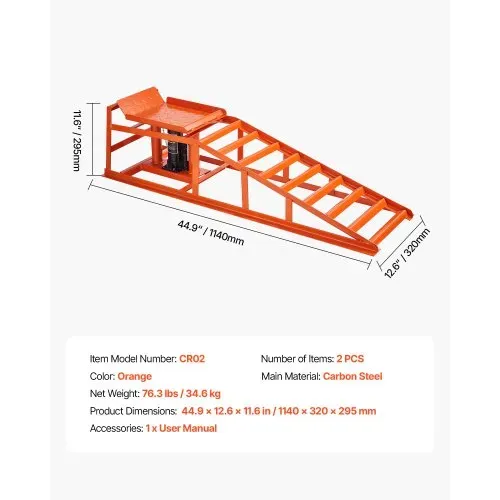 VEVOR hydraulische Autorampen Auffahrrampen 2 Stk. 27-36 cm Hubhöhe, tragbare Auto-Servicerampen für Wartung in der Garage & Ölwechsel & Reparatur von Lkw, 1 t (pro Rampe) belastbar Auffahrhilfe – Bild 6