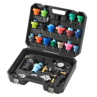 VEVOR 28-teiliges Kühlerkühlmittel-Druckprüfer-Set Abdrückgerät, Abdrücken Tester Kühlwasser Befüllgerät, Kühler Entlüftungsgerät Kühlsystemtester inkl. Thermometer, 17 Metalladapter und 3 Prüfkappen VEVOR 28-teiliges Kühlerkühlmittel-Druckprüfer-Set Abdrückgerät, Abdrücken Tester Kühlwasser Befüllgerät, Kühler Entlüftungsgerät Kühlsystemtester inkl. Thermometer, 17 Metalladapter und 3 Prüfkappen