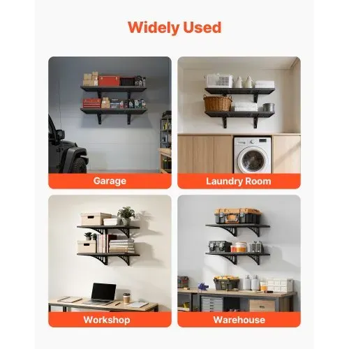 VEVOR 2er-Set Garagenregal 914x615x225 mm Werkzeugaufbewahrung 127 kg pro Schicht Werkzeughalter Wand 914x615 mm Regalfläche Aufbewahrungsregale Metallregal Werkzeug Organizer Wandregale – Bild 6