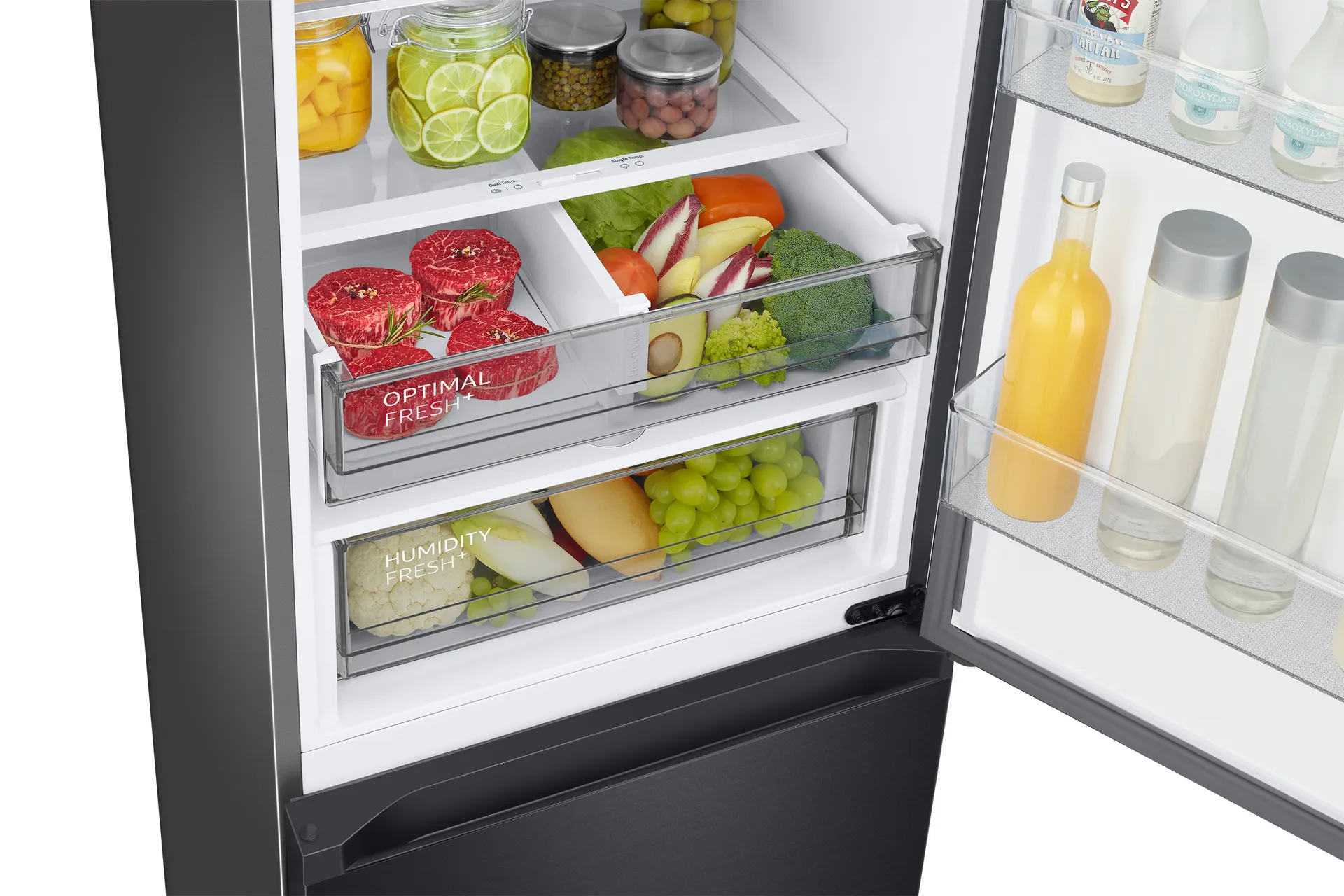 Samsung BESPOKE, Kühl-/Gefrierkombination, 203 cm, B*, 387 ℓ, Premium Black Steel – Bild 7