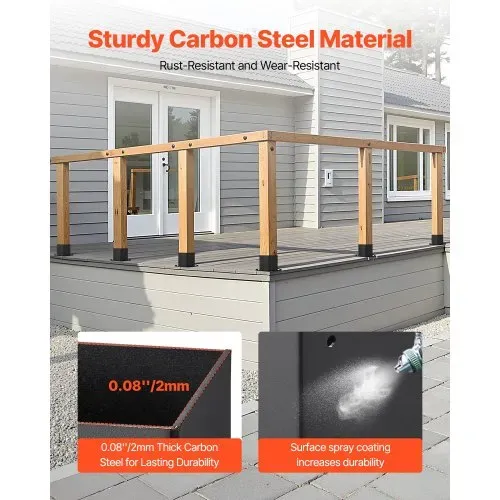 VEVOR Pfostenträger, 8 Stk., Pfostenträger Innenmaß 92x92 mm für 88,9x88,9 mm Pfosten, robuste Bodenhülse aus Karbonstahl, Ideal für Pavillon-Terrassengeländer, Stützdeck-Grundplatte, schwarz – Bild 3