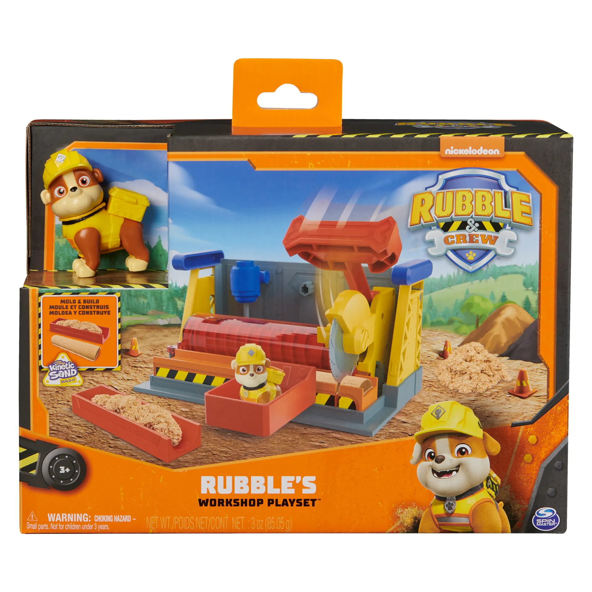 Rubble & Crew - Werkstatt Spielset mit 2 Werkzeug-Aufsätzen, 1 Rubble Hundefigur, 85g Kinetic Sand Build-it Sand und 1 Sandform – Bild 2
