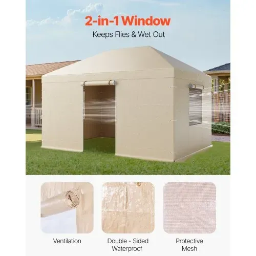 VEVOR Winter Pavillonabdeckung, 3,1x4,41 m, Allwetter-Pavillonabdeckung mit Seitenwänden & Netzfenstern, PE-Material, geschlossene Lagerschutzabdeckungen, Pavillons nicht im Lieferumfang enthalten – Bild 4