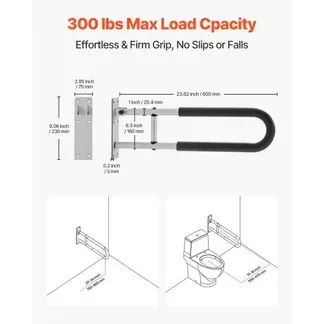 VEVOR Aufstehhilfe Toilette, 605x75x230 mm U-förmiger Haltegriff, Wandstützgriff für Senioren, Handikap-Klappgriff, mit rutschfestem Griff, 136 kg Tragkraft für ältere Menschen, Behinderte, Schwangere VEVOR Aufstehhilfe Toilette, 605x75x230 mm U-förmiger Haltegriff, Wandstützgriff für Senioren, Handikap-Klappgriff, mit rutschfestem Griff, 136 kg Tragkraft für ältere Menschen, Behinderte, Schwangere