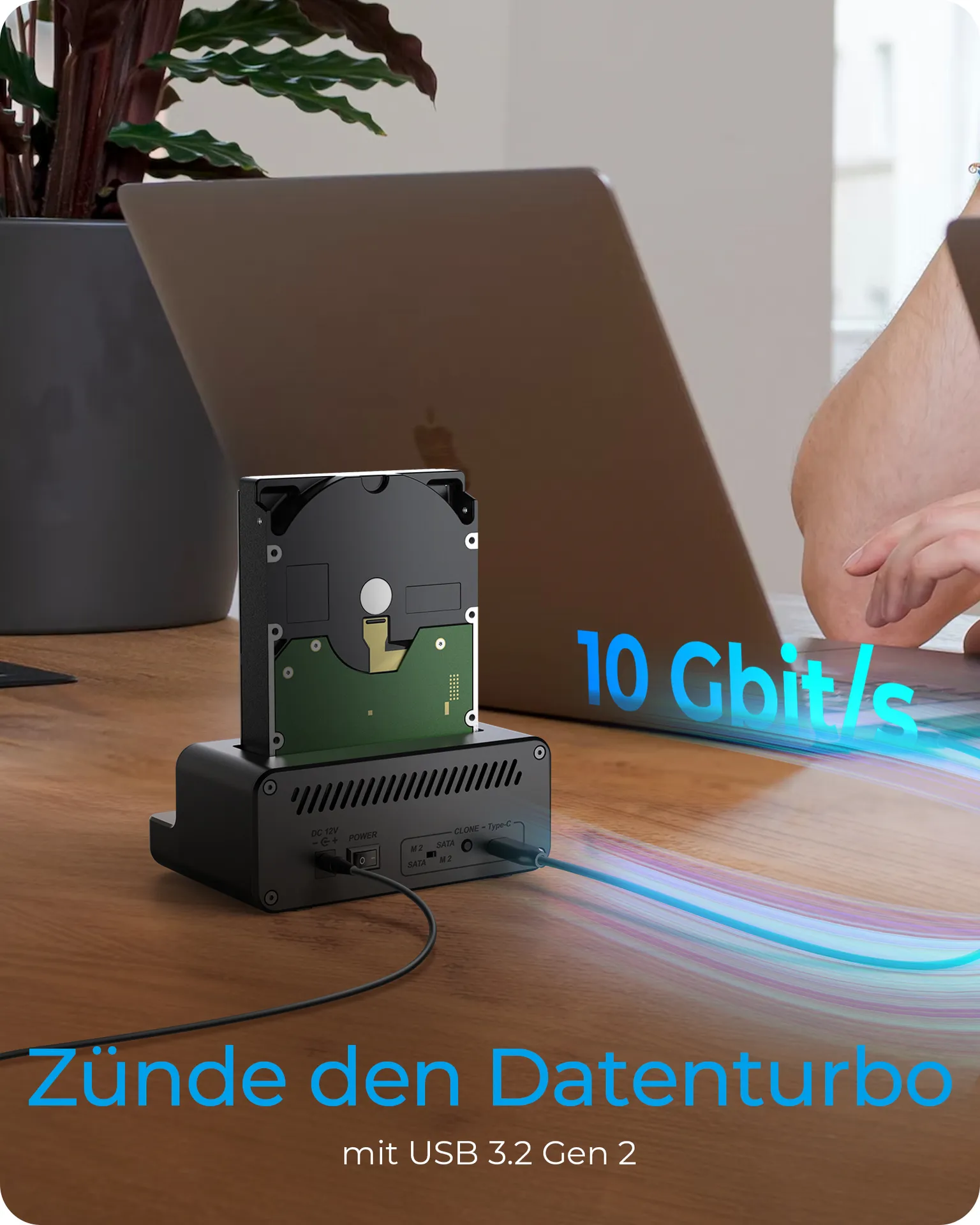 ICY BOX IB-2914MSCL-C31, Docking & CloneStation für M.2 NVMe SSD & 2.5”/3.5” SATA SSD/HDD, Zweiwege klonen, USB 3.2 Gen 2 Type-C®/Type-A, schwarz – Bild 6