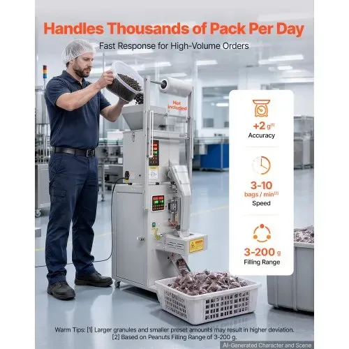 VEVOR Pulververpackungsfüllmaschine Vollautomatische Abfüllmaschine 3-200g, Intelligentes Wiegen Abfüllen & Abpacken, Edelstahl, Bodenaufstellung, Ideal für Nüsse Samen Tee Kaffeebohnen Getreide Mehl VEVOR Pulververpackungsfüllmaschine Vollautomatische Abfüllmaschine 3-200g, Intelligentes Wiegen Abfüllen & Abpacken, Edelstahl, Bodenaufstellung, Ideal für Nüsse Samen Tee Kaffeebohnen Getreide Mehl