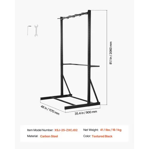 VEVOR Fahrradständer für 5 Fahrräder, Fahrradhalter mit 5 Hochleistungshaken, aus Karbonstahl, 136 kg Tragkraft, vertikaler Fahrradbodenständer für Garage, Wohnzimmer, Innenschuppen – Bild 6