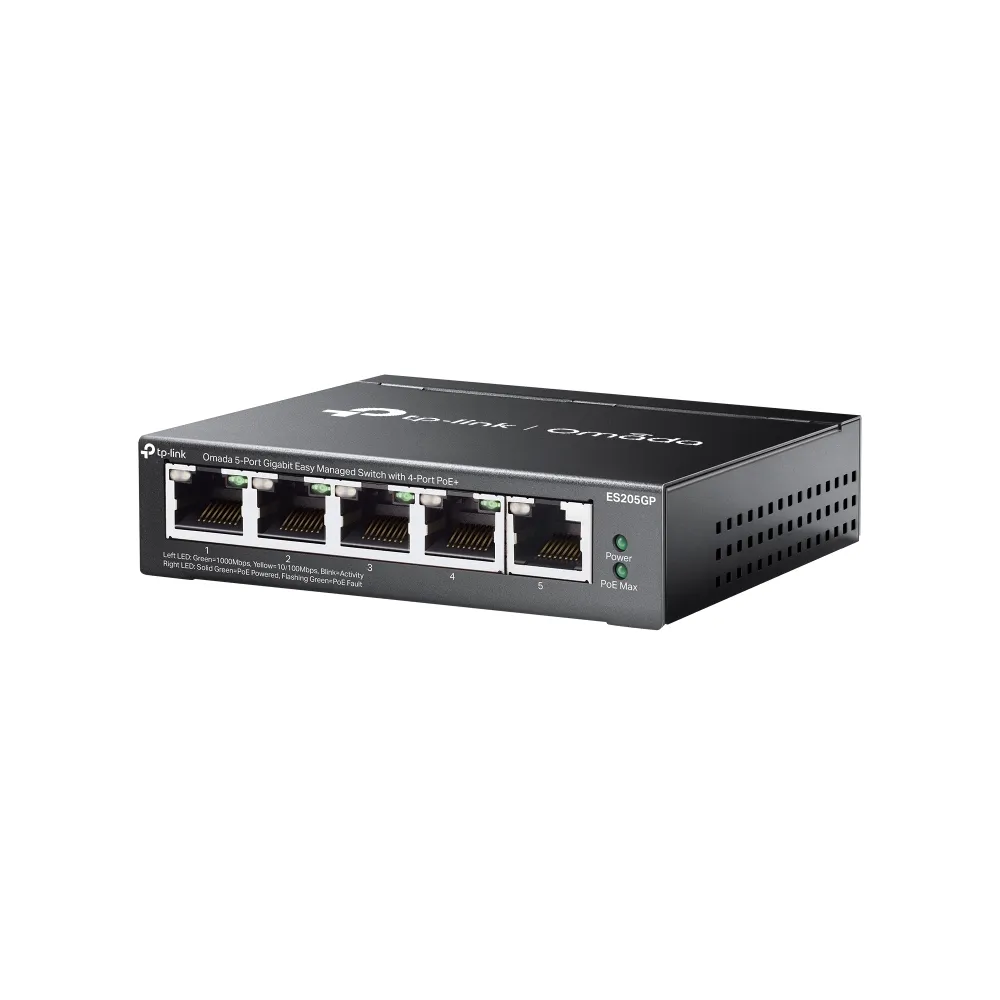 TP-Link Switch full managed Layer2 5 Port • 5x 1 GbE • PoE Budget 65 Watt • 4x PoE at • Lüfterlos, Omada • ES205GP – Bild 3