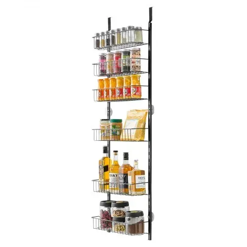 VEVOR Vorratsschrank Speisekammer-Organizer Aufbewahrung über der Tür, 8-stufige Gewürzregale zum Aufhängen aus Stahl, verstellbare Lagerregale für die Wand, für Zuhause Küche Badezimmer, schwarz – Bild 9
