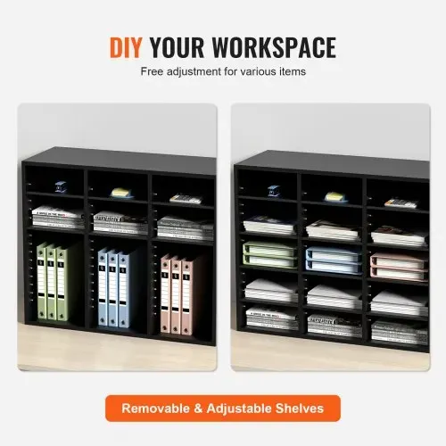 VEVOR Briefablage Schreibtisch Organizer 997 x 305 x 680 mm, 2,3–5,6 cm Einstellbar A4 Stapelbar Quer, Papierablage, Aufbewahrung Schreibtisch Ablagesystem Organisation, Ablage (Schwarz, 3 x 8 Fächer) – Bild 4