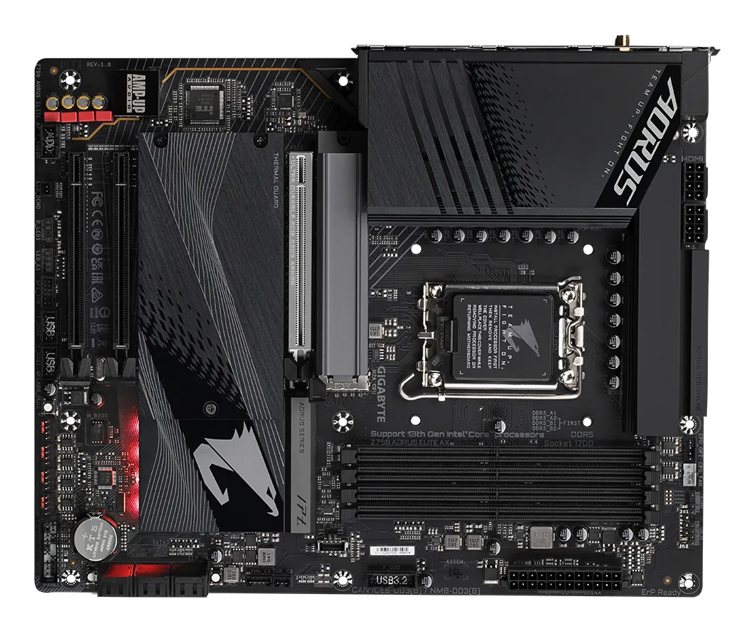 GIGABYTE Z790 AORUS ELITE AX Motherboard - Unterstützt Intel Core 14. Generation CPUs, 16*+2+1 Phasen Digital VRM, bis zu 7600MHz DDR5 (OC), 4xPCIe 4.0 M.2, Wi-Fi 6E, 2.5GbE LAN, USB 3.2 Gen 2x2 – Bild 5