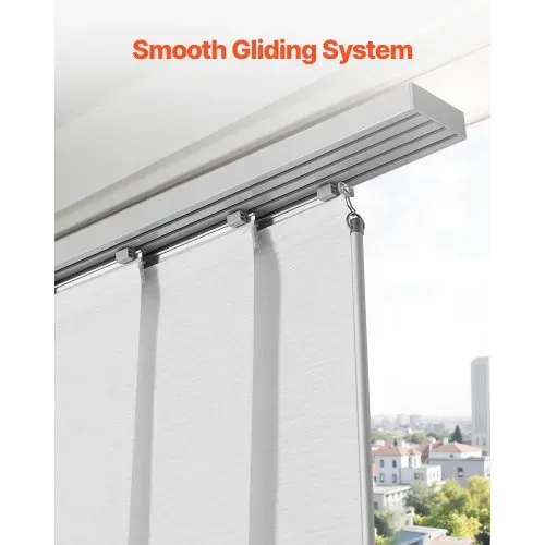 VEVOR Flächenvorhänge, ausziehbare Schiene von 116 cm bis 218 cm (B), zuschneidbare Flächenvorhänge bis 243 cm (H), einstellbare Schiebegardinen für Schiebetüren Terrassentüren weiß – Bild 4